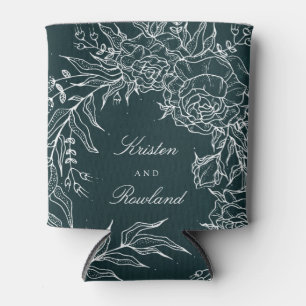 Enfriador De Latas Boda Verde Esmeralda Blanca Wreath