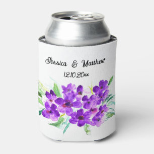 Enfriador De Latas Bodas de acuarela floral Purple Lilac