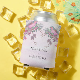 Enfriador De Latas Bodas de Invierno con Acuarela de Pinos y Bayas
