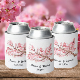 Enfriador De Latas Bodas de naturaleza floral de cerezo acuarela C