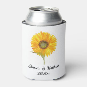 Enfriador De Latas Bodas naturales florales de girasol amarillo acuar