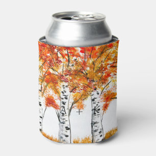 Enfriador De Latas Bodasy otoñales de acuarela de abedules