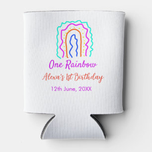 Enfriador De Latas Boho Arcoiris, un niño de cumpleaños, retro brilla