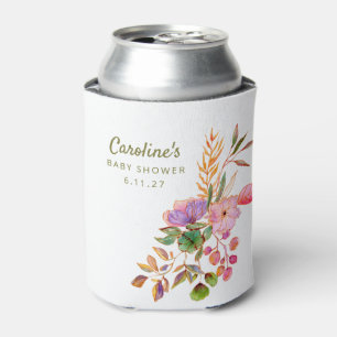 Enfriador De Latas Boho Colorful Watercolor Floral Personalizado de B