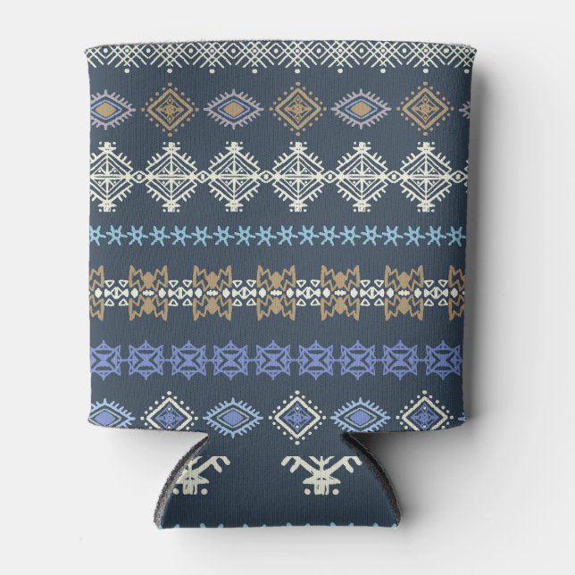 Enfriador De Latas Boho étnico: arte tribal sin costuras. (Anverso)