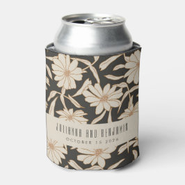 Enfriador De Latas Boho Moderno Botanical Black Ivory Custom Wedding