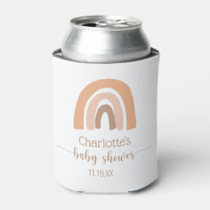 Enfriador De Latas Boho Rainbow Pink Brown Baby Shower