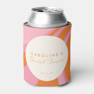 Enfriador De Latas Boho Rosa Naranja Abstracto Ducha de Novia Persona
