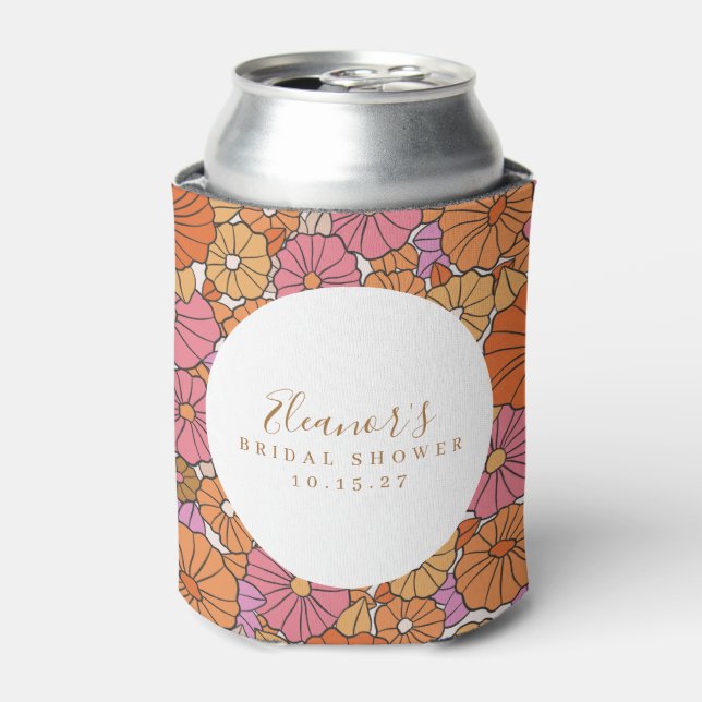 Enfriador De Latas Boho Script Ochre Rosa Floral Bridal Shower Person (Lata Anverso)