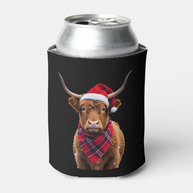 Enfriador De Latas Boho Xmas Christmas Highland Cow T-Shirt (Lata Anverso)