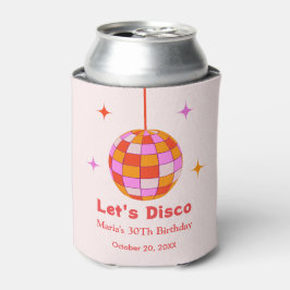 Enfriador De Latas Bola de Disco Naranja Rosa Fiesta de Cumpleaños Va