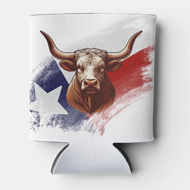 Enfriador De Latas Bola de longhorn de Texas (Anverso)