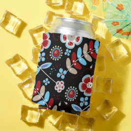 Enfriador De Latas Bold Folk Floral Pattern