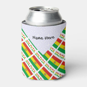 Enfriador De Latas Bolivia Bandera Boliviana Azulejos Texto Personali