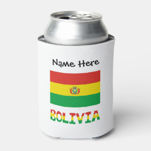 Enfriador De Latas Bolivia Bandera Boliviana Texto Personalizado