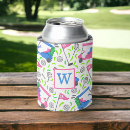 Enfriador De Latas Bolso de Golf Rosa y Azul Monograma/ Regalo de Gol