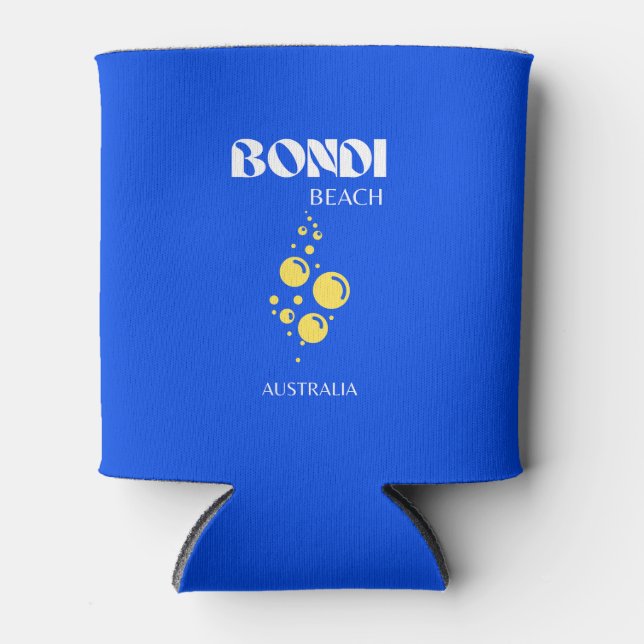 Enfriador De Latas Bondi Beach, Bondi Beach Travel Art, Blue (Anverso)