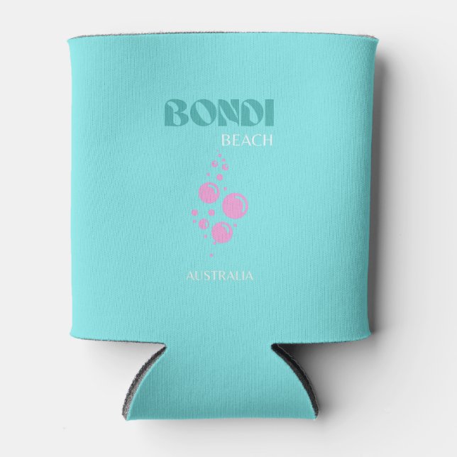 Enfriador De Latas Bondi Beach, Travel Art, Blue Aqua (Anverso)