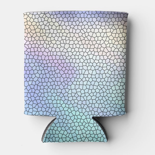 Enfriador De Latas Bonito Aqua Blue Purple Pastel Mosaic (Anverso)