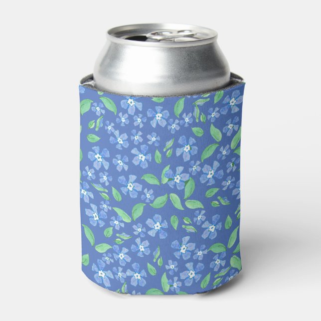 Enfriador De Latas Bonito Ditsy Periwinkle Blue Green Floral Pattern (Lata Anverso)