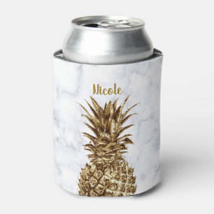Enfriador De Latas Bonito elegante piña de oro y mármol blanco