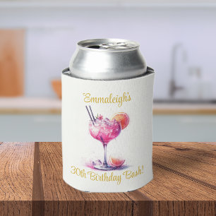 Enfriador De Latas Bonito en un cóctel con temas rosados Cumpleaños