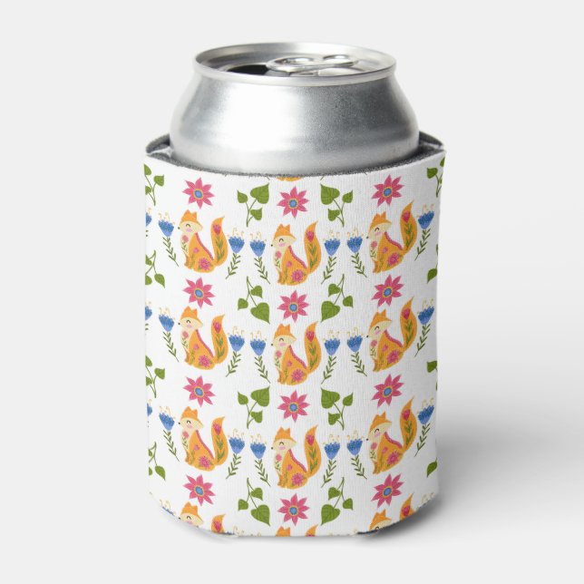 Enfriador De Latas Bonito Pastel Foxy Floral (Lata Anverso)
