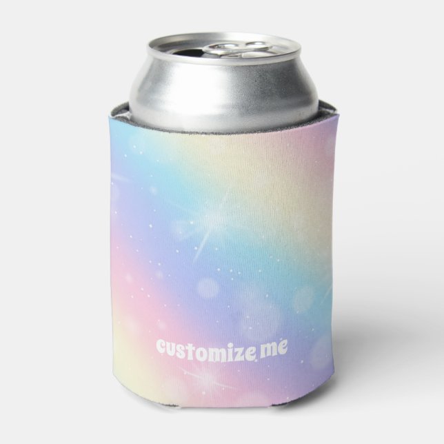 Enfriador De Latas Bonito Pastel Rainbow Sparkle Girly Personalizado  (Lata Anverso)