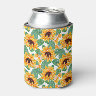 Enfriador De Latas Bonito Sunflower Patrón amarillo y verde