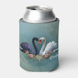 Enfriador De Latas Bono eterno, cisnes negros y blancos enamorados.