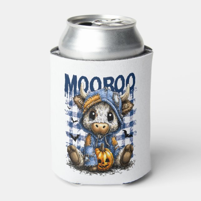 Enfriador De Latas Boo Halloween Spooky Highland Cow (Lata Anverso)
