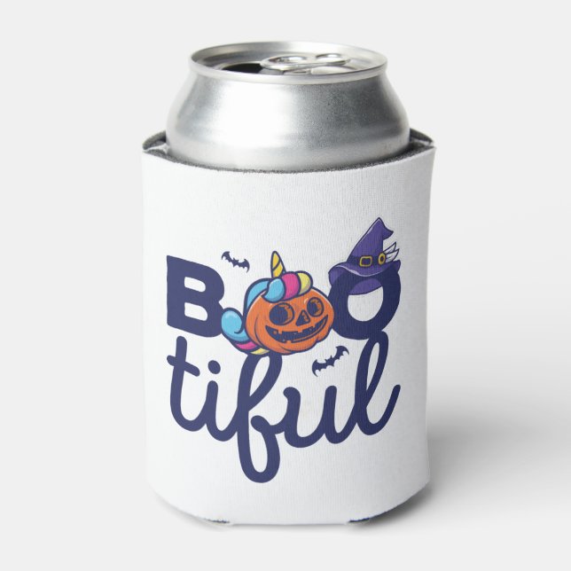 Enfriador De Latas Bootismo Halloween Funny Unicorn Calabaza de Calab (Lata Anverso)