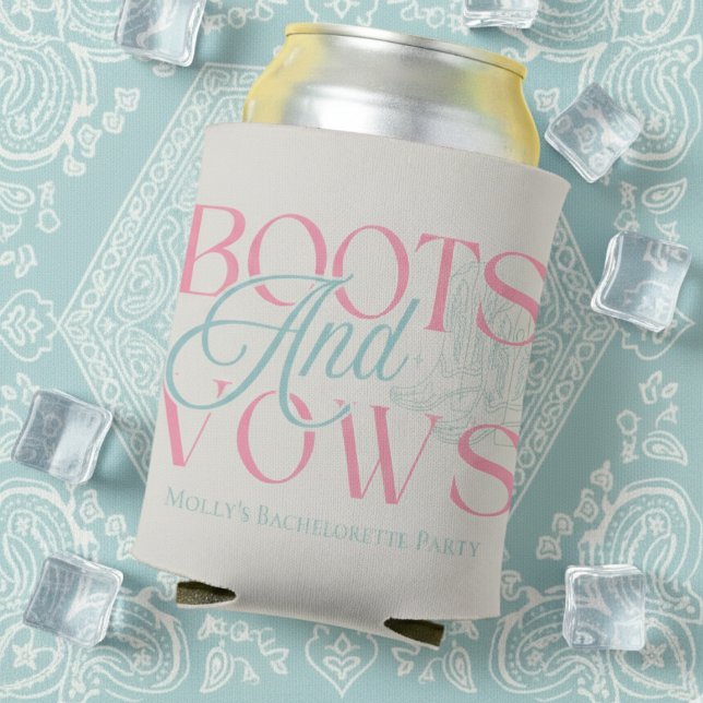 Enfriador De Latas Boots and Vows - Diseño de una fiesta de soltera o (Say “I do” with a western twist in this charming “Boots and Vows” design!)