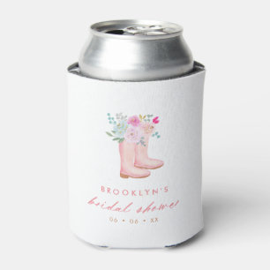Enfriador De Latas Boots de lluvia rosada y ducha de novias con flore