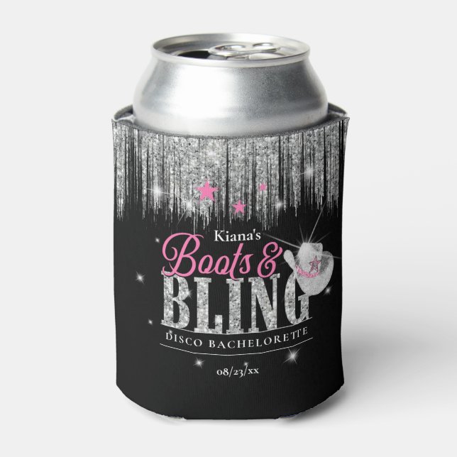Enfriador De Latas Boots 'n Bling Disco Bachelorette ID925 (Lata Anverso)
