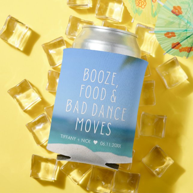 Enfriador De Latas Booze Food Bad Dance Beach Wedding Favor (Verano in situ)