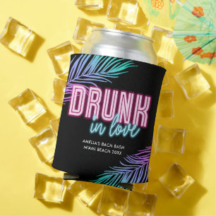 Enfriador De Latas Borracha Enamorada Neon Azul y Rosa Tropical Bach
