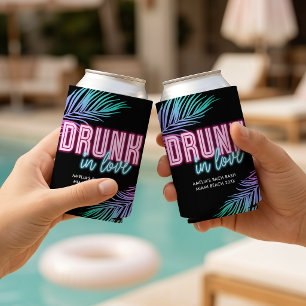 Enfriador De Latas Borracha Enamorada Neon Azul y Rosa Tropical Bach