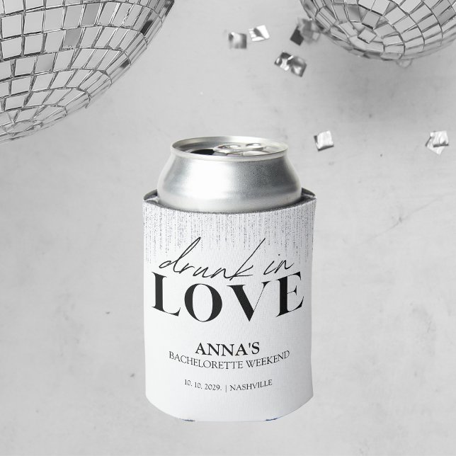 Enfriador De Latas Borracho en amor Purpurina Bachelorette (Subido por el creador)