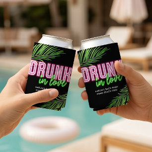 Enfriador De Latas Borracho Enamorada Neon Verde & Rosa Tropical Bach