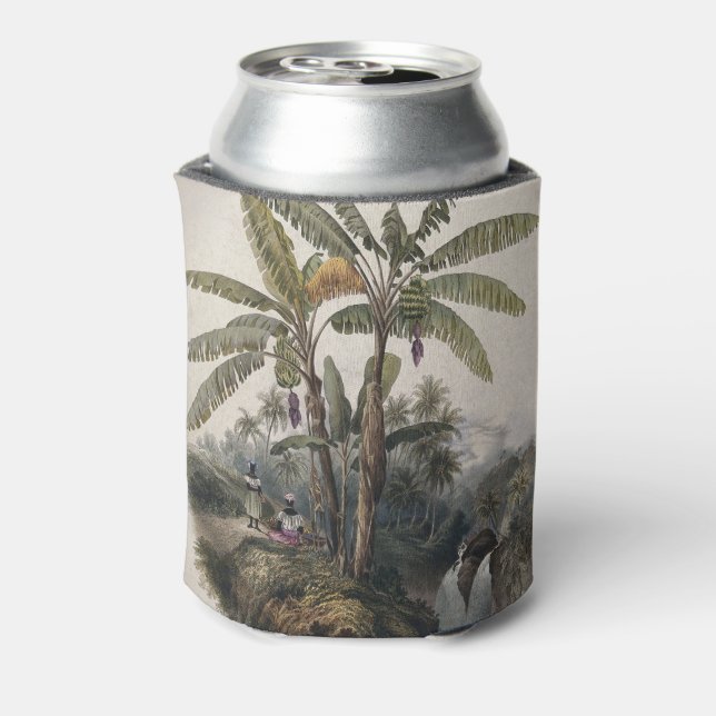 Enfriador De Latas Bosque de árboles plásticos tropicales antiguos |  (Reverso de la lata)