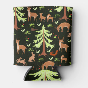 Enfriador De Latas Bosque de Cerfs: Patrón Escenario Vintage.