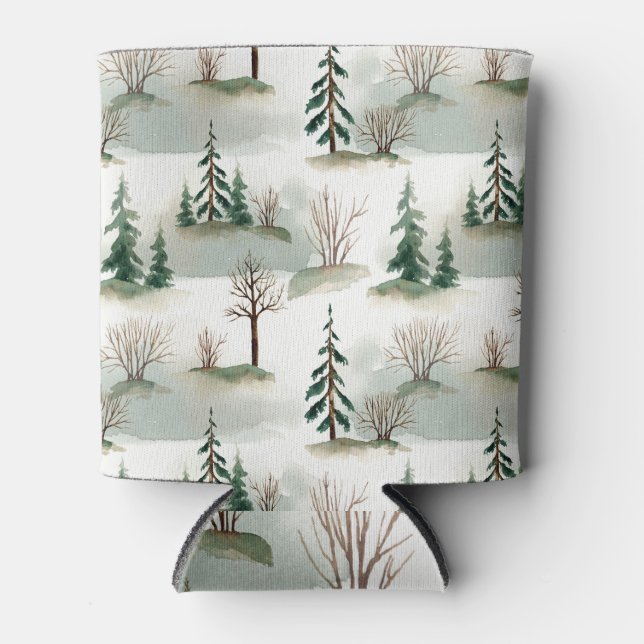 Enfriador De Latas Bosque de Invierno: desenfoque verde de mano (Anverso)