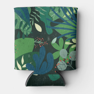 Enfriador De Latas Botánica verde: Ilustracion de hojas tropicales