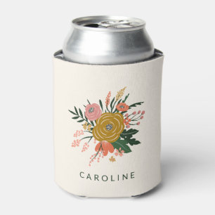 Enfriador De Latas Botánico Floral Personalizado Minimalista Simple 