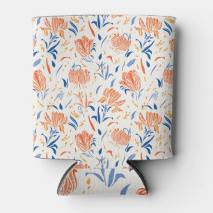 Enfriador De Latas Botany linocut barroco: fondo floral sin costuras