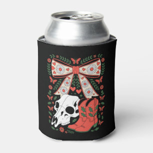 Enfriador De Latas Botas de vaquero de Navidad góticas cráneo lazo ac