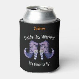 Enfriador De Latas Botas ilustradas de Halloween para brujas montadas