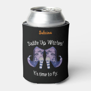 Enfriador De Latas Botas ilustradas de Halloween para brujas montadas