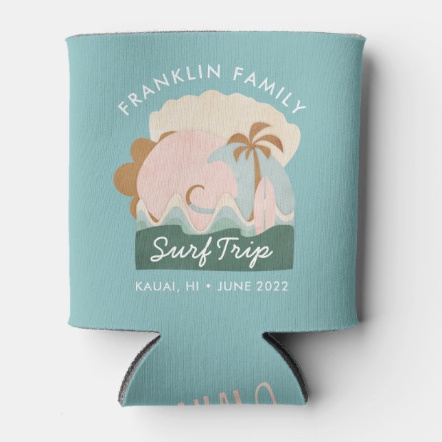 Enfriador De Latas Botella de travesía de Surf Familiar Personalizada (Anverso)